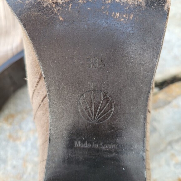 Coclico Tan Black Suede Pull On Ankle Bootie Heel Boots Size 39.5 - Picture 9 of 10